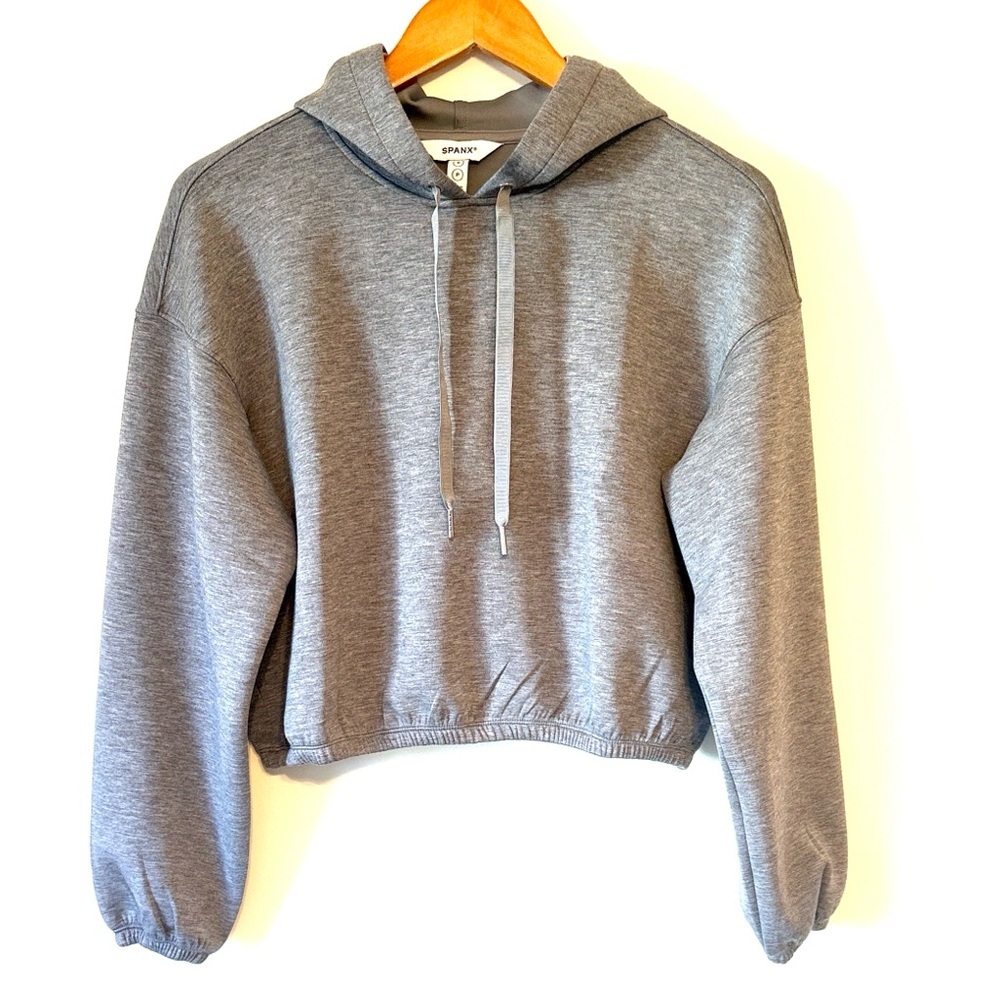 SPANX AirEssentials Cinched Crop Hoodie Mid Gray Heather